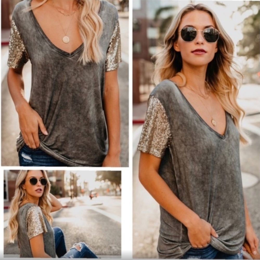 Vici Collection Stand out sequin tee
